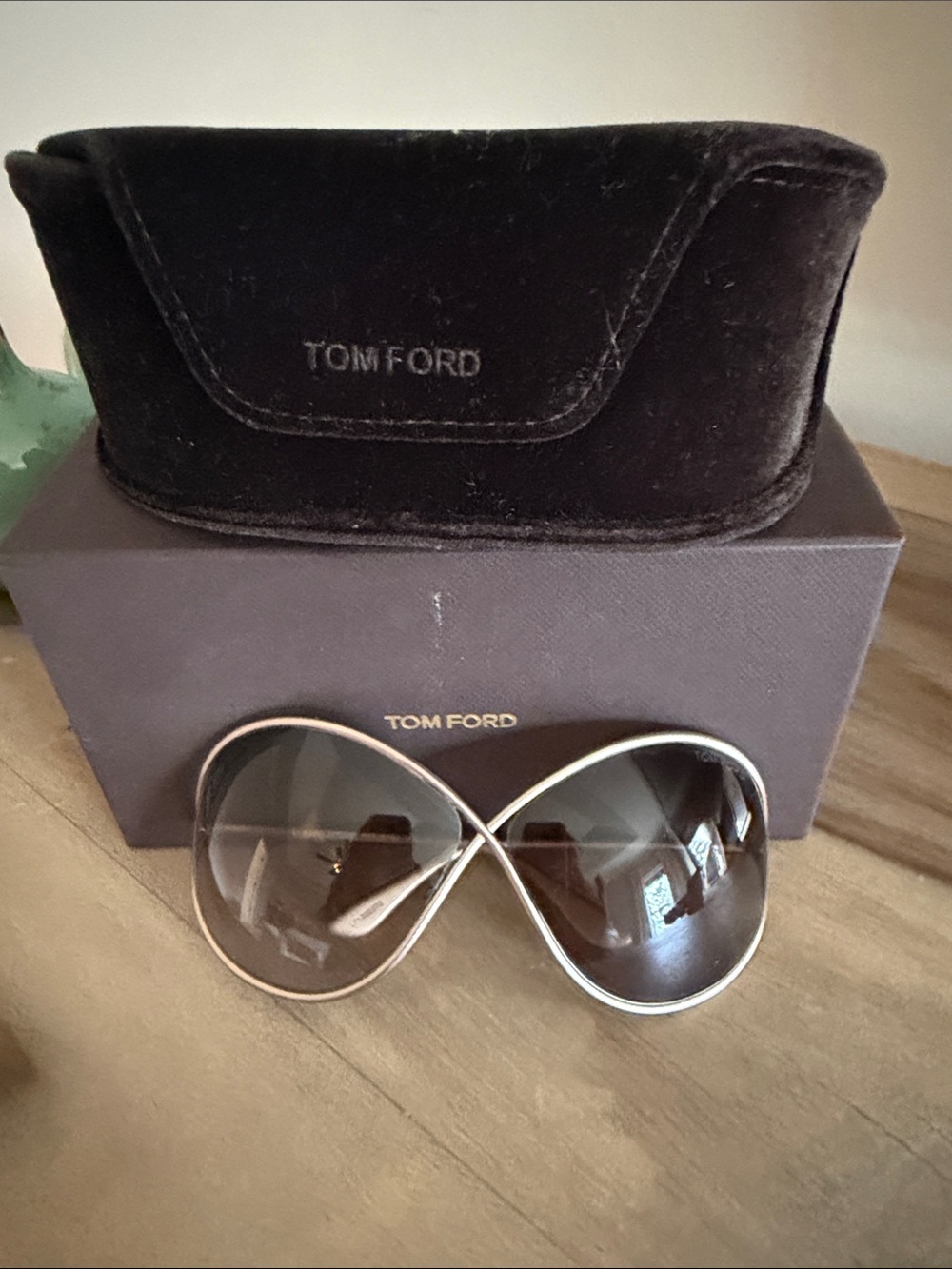 Tom Ford Silver-Trim Brown Gradient Oversized Women's Sunglasses